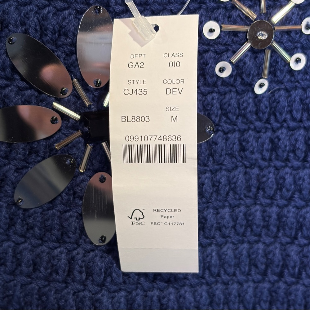 J. Crew Sweater Tank with hand-embellished mirrors in Dark Blue, Size M NWT - Picture 14 of 15